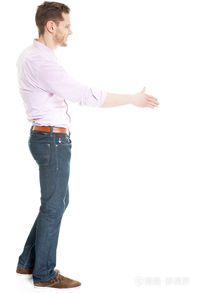 人提供手握手-孤立主人家的侧面图