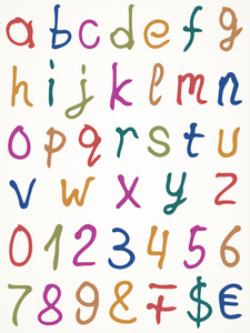 组的字母与数字和其他符号，矢量图