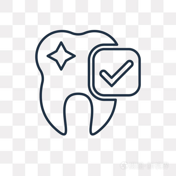 插画 标志,符号 健康牙齿矢量轮廓图标隔离在透明背景上, 高品质线性