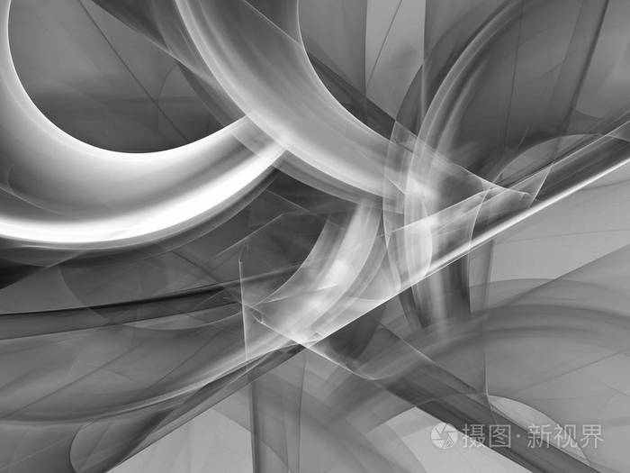 黑白抽象分形背景3d 渲染插图