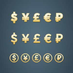 美元欧元英镑日元和卢布符号照片