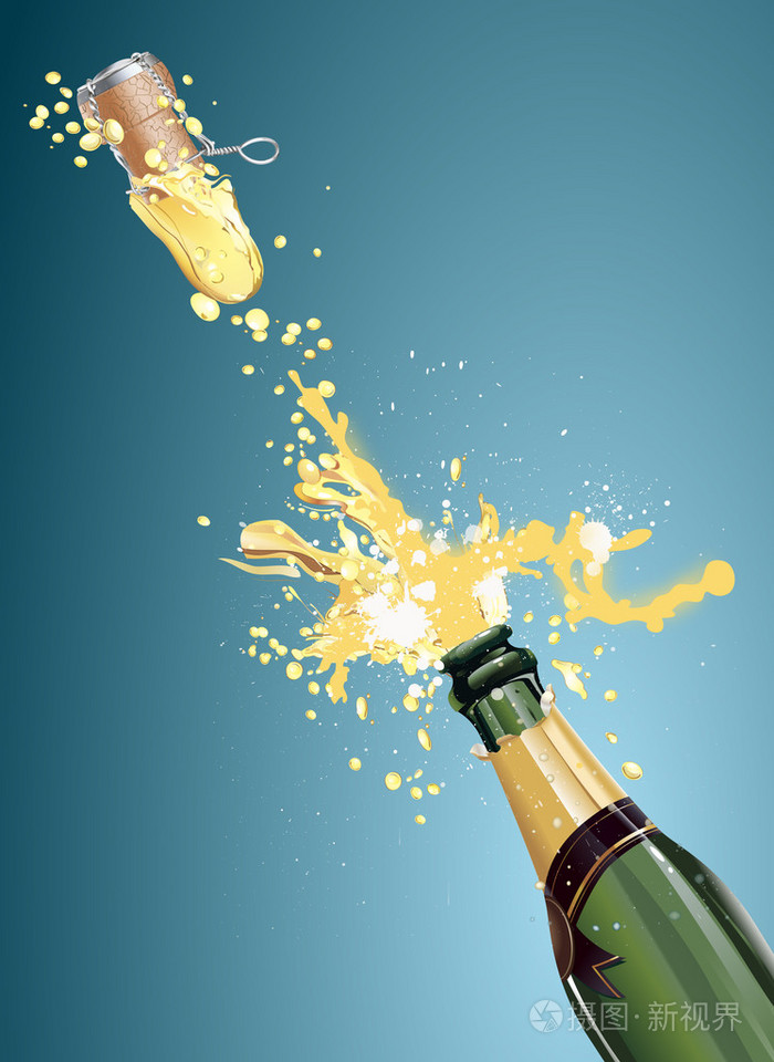 射击的香槟酒瓶插画-正版商用图片0afb8g-摄图新视界