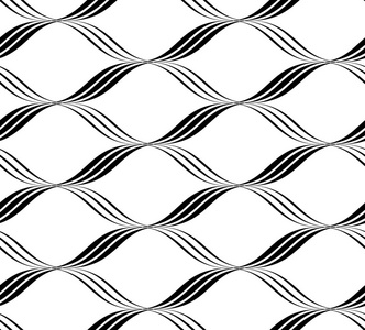 黑色和白色无缝模式波线条样式,抽象黑色照片