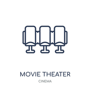 电影院 图标。电影院线性符号设计从电影院收藏。简单的大纲元素向量例证在白色背景