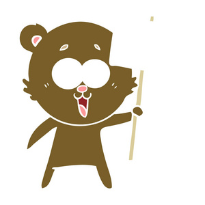 笑泰迪熊扁平颜色风格动画片