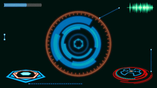 未来的界面元素。数字插画