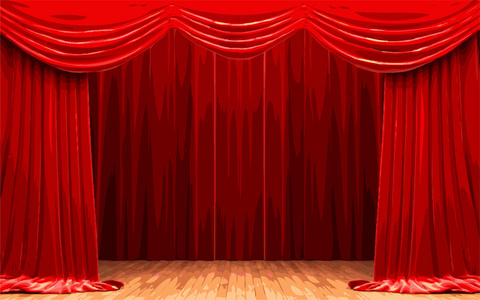 矢量红色天鹅绒帷幕开幕式现场照片