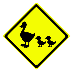 鸭警告交通标志
