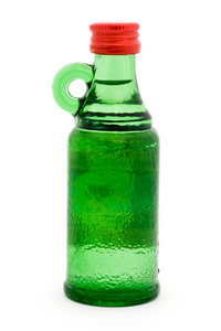 绿色的瓶子，与白色的句柄