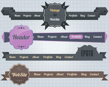 web 元素矢量标头  导航模板集