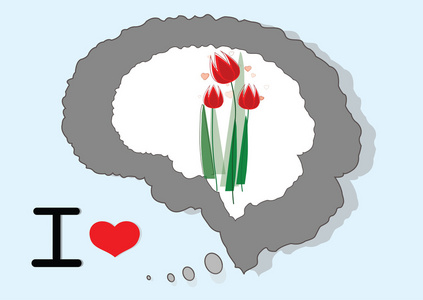 大脑和思维与春天的花朵图片