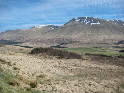 高地 Scotland 山景观背景蓝多云 sky 大景观