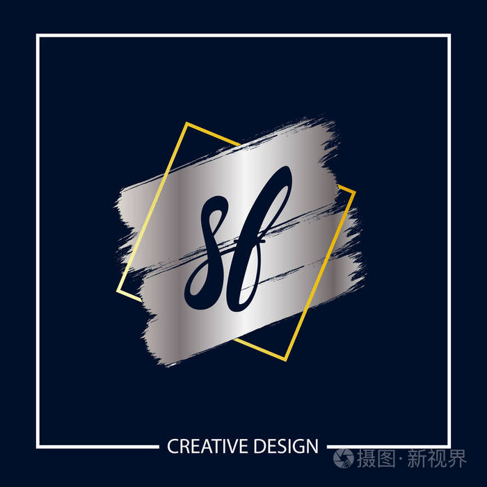 初始字母sf徽标模板设计向量插图