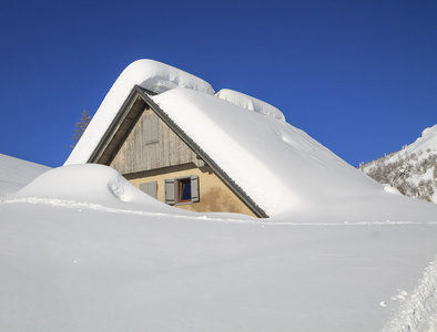 在山的雪景