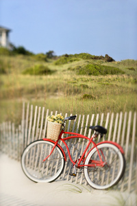 在海滩上的自行车