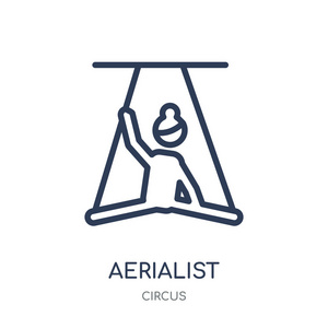 航空师图标。航空主义线性符号设计从马戏团收藏。简单的大纲元素向量例证在白色背景