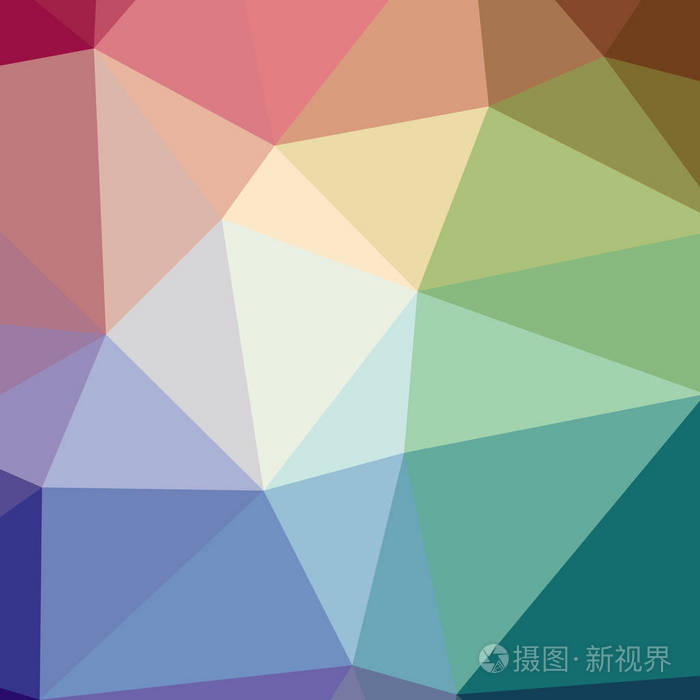 抽象低聚蓝色,橙色和绿色正方形背景的例证
