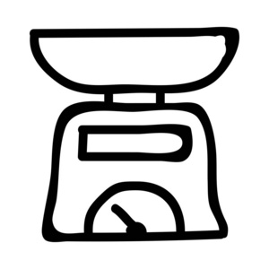 厨房秤平面图标, 矢量, 插图