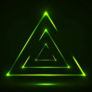 抽象的霓虹灯发光线三角形。矢量设计元素