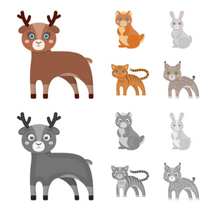 动物国内野外等网络图标卡通, 单色风格。动物园, 玩具, 儿童, 集合中的图标
