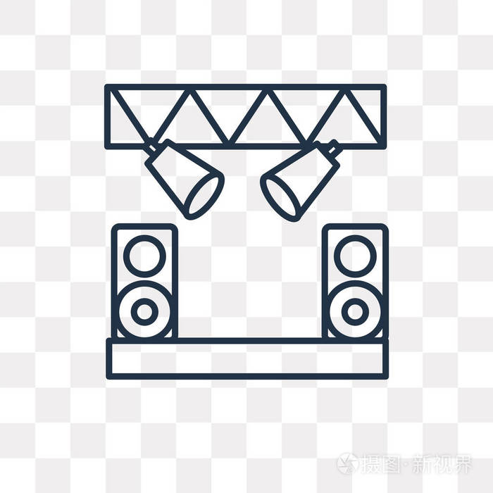 舞台矢量轮廓图标隔离在透明的背景下, 高品质的线性舞台透明度概念