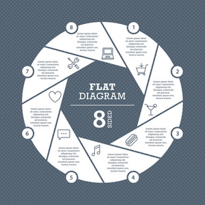 平面快门图模板为您的商务演示文稿与图标的。矢量图平面设计