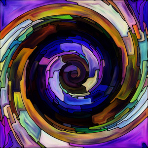 彩色彩色碎片彩色玻璃旋涡图案的背景构图以色彩设计,创意,艺术和想象