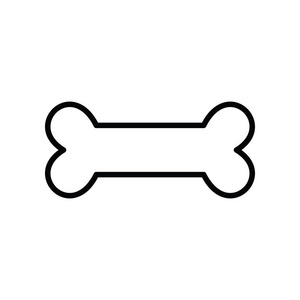 狗骨头黑色符号隔离在白色背景标志冲程照片