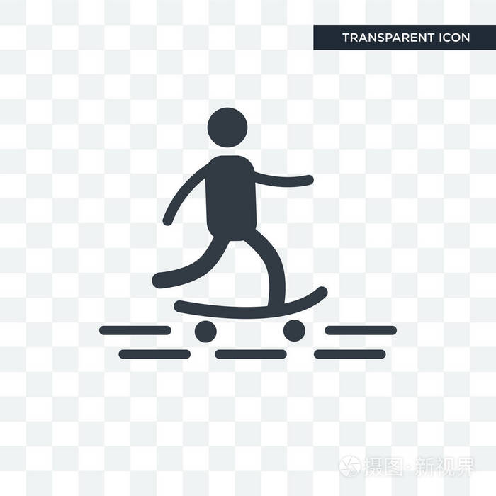 滑板矢量图标在透明背景下被隔离, 溜冰者 lo