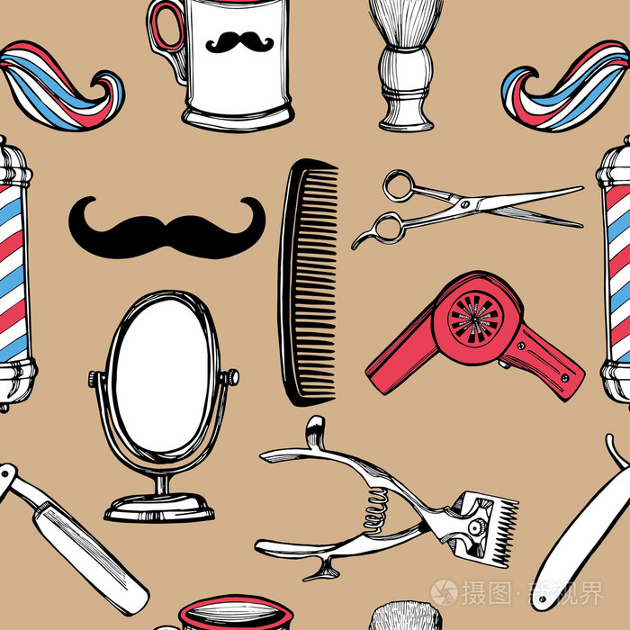 复古的理发店里集