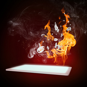 计算机在燃烧火火焰