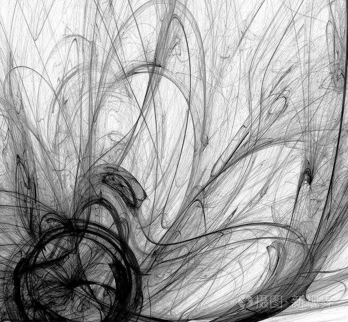 抽象黑白分形的白色背景.幻想分形纹理.数字艺术.3d 渲染.