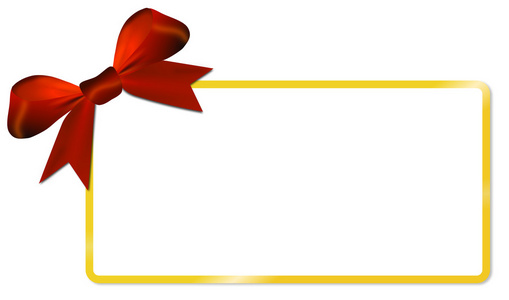 金框红色蝴蝶结的圣诞贺卡