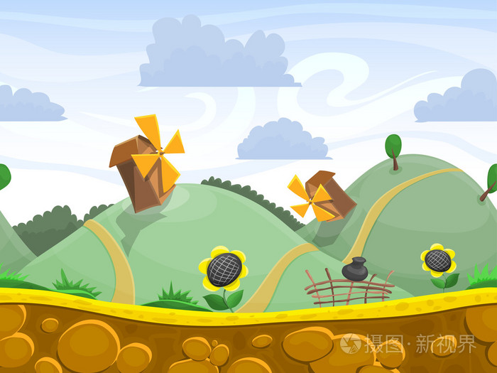 无缝卡通丘陵地貌