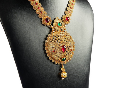 印度传统金项链与宝石