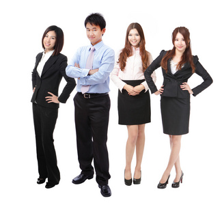 成功的业务团队组人群充分长度照片