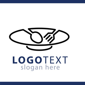 板材, 勺子和叉子厨房用品线矢量标志模板照片