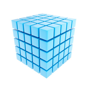 光泽蓝色立方体组成作出规模较小的
