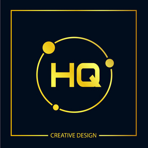 初始字母 hq 徽标模板设计向量插图照片