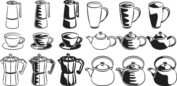 集咖啡和茶的图标
