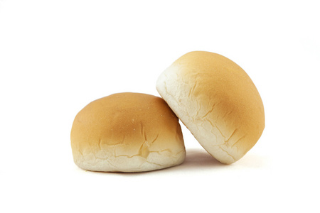 孤立在白色背景上的新鲜双面包