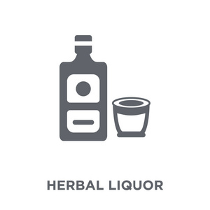 草药酒图标。草本白酒设计理念来自饮料系列。简单的元素向量例证在白色背景