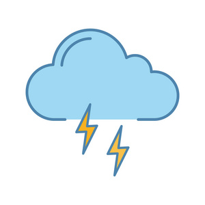 雷暴颜色图标.雷雨.闪电风暴.暴风雨.天气预报.孤立向量例证照片