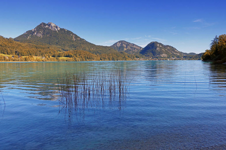 湖滨福煦湖附近的萨尔茨堡萨尔茨卡默古特, 上奥地利, 奥地利