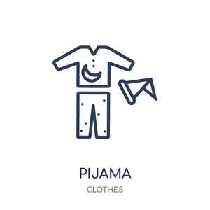 皮亚贾马图标。pijama 线性符号设计从服装收藏。简单的大纲元素向量例证在白色背景