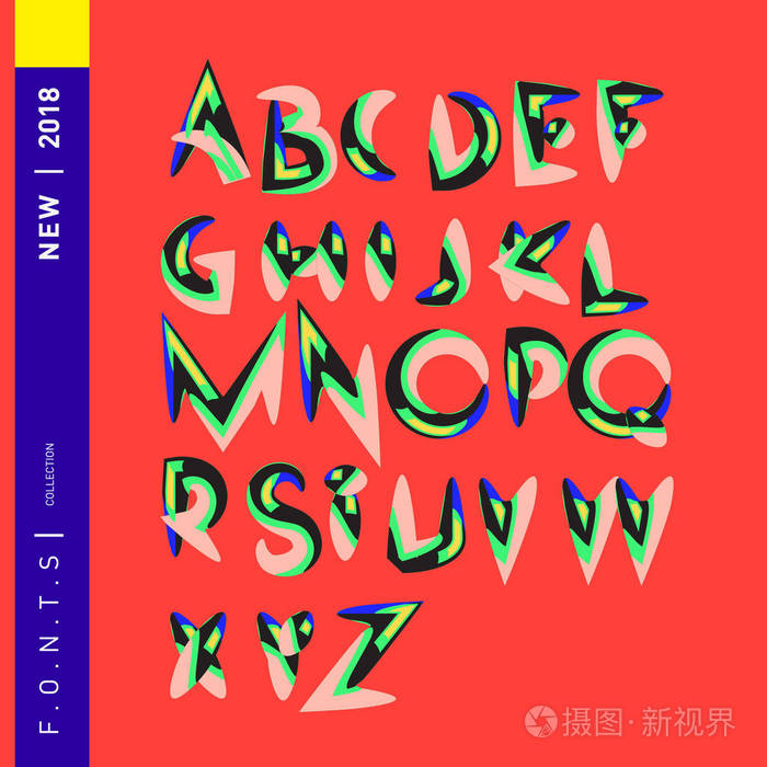 抽象彩色字体和字母表的矢量插画-正版商用图片0ai659-摄图新视界