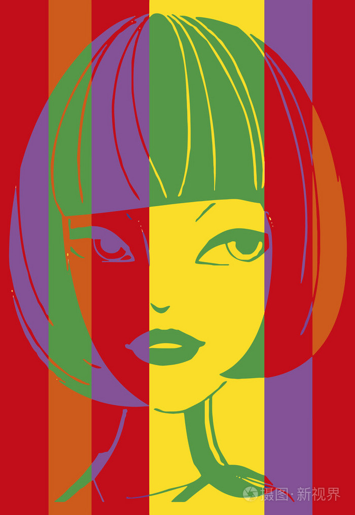 波普艺术.女人的脸插画-正版商用图片0ai87t-摄图新视界