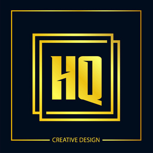 初始字母 hq 徽标模板设计向量插图照片