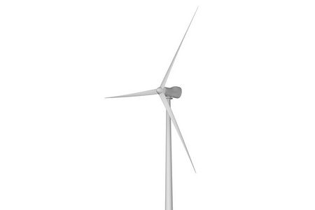 风车查出的白色背景风力发电工业例证, 3d 插图
