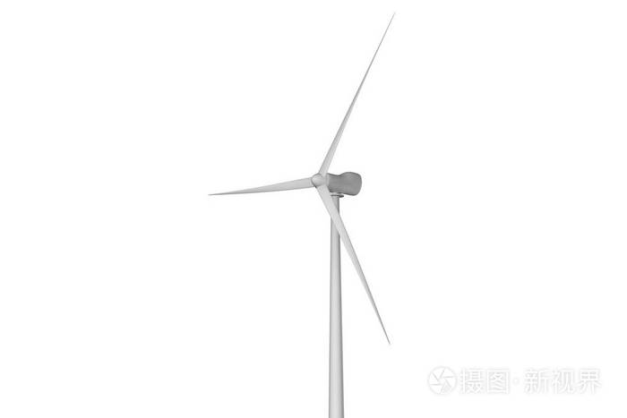 风车查出的白色背景-风力发电工业例证, 3d 插图